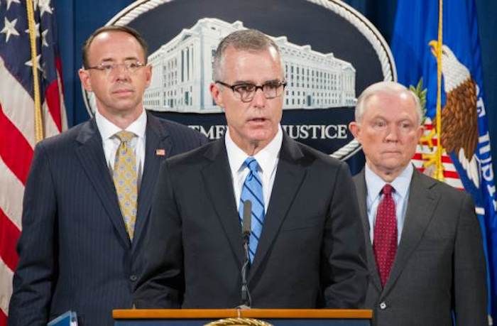US attorney recommends criminal charges against Andrew McCabe