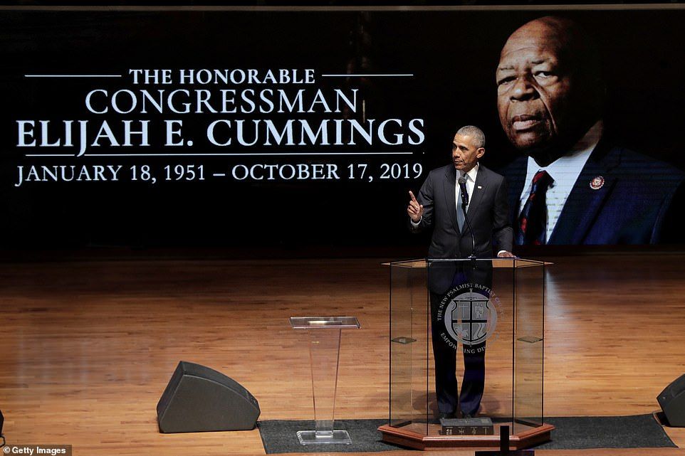 Elijah Cummings was celebrated as the son of a sharecropper who fought in Washington D.C. for his home city by two former presidents - first Barack Obama then Bill Clinton 