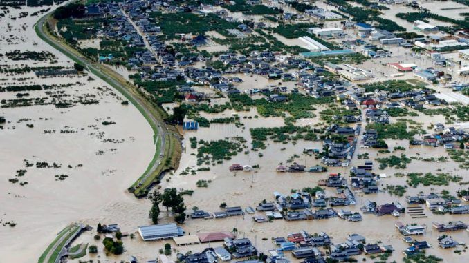 As Typhoon Hagibis hammered Japan on Saturday, thousands of bags containing radioactive waste at Fukushima were reportedly carried into a local stream by floodwaters.
