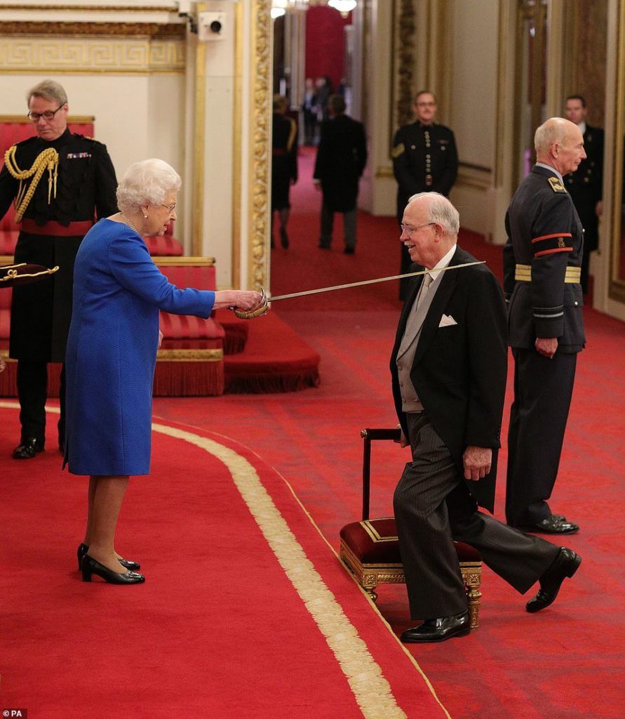 It was business as usual for the Queen today as she knighted Sir Archibald Tunnock, owner of the Tunnock's teacake factory, during an investiture ceremony at Buckingham Palace