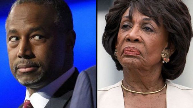 HUD secretary Ben Carson has scorched California Rep. Maxine Waters for trying to shift the blame onto President Trump for the homelessness crisis in her Los Angeles district.