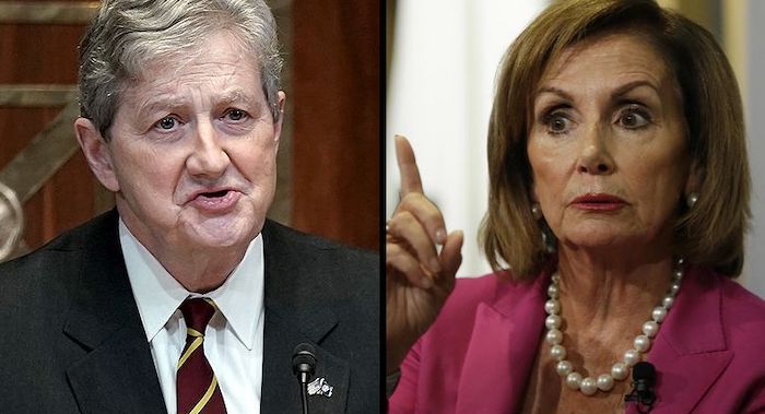 Sen. John Kennedy delivered a withering critique of Speaker Nancy Pelosi's attempt to impeach President Donald Trump during a Trump rally Wednesday night in Kennedy's home state of Louisiana.