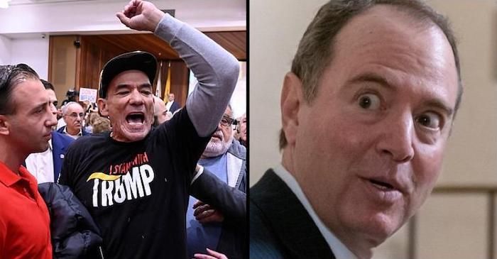 A town hall hosted by Rep. Adam Schiff erupted on Saturday after conservatives accused the House Intelligence Committee chair of "treason".