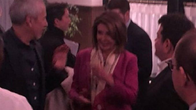 After ignoring a phone call from the Vice President Pence in the middle of an international crisis, House Speaker Nancy Pelosi was spotted partying with D.C. elite at a swanky new restaurant's opening.