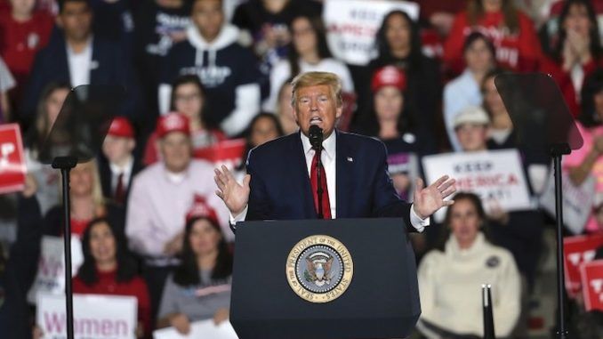 President Donald Trump slammed Democrats promoting Rep. Alexandria Ocasio-Cortez's Green New Deal, during a sold out campaign rally in Des Moines, Iowa on Thursday.