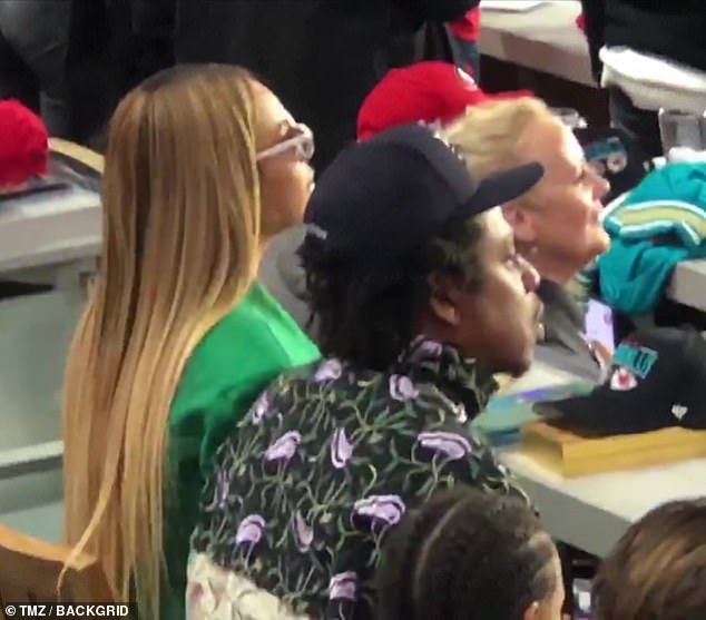 Beyonce and Jay-Z remained seated while Demi Lovato performed the national anthem at Super Bowl LIV in Miami on Sunday