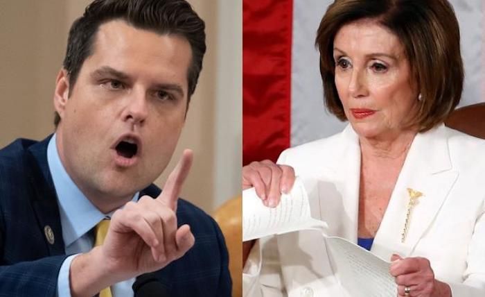 House Judiciary Committee member Matt Gaetz (R-Fla) said Wednesday he is tired of "double standards" and will be filing ethics charges against House Speaker Nancy Pelosi (D-Calif) after she "destroyed official records" and "embarrassed our country."