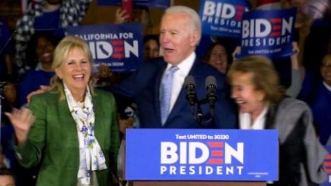 Joe Biden introduces his wife as his sister during Super Tuesday event