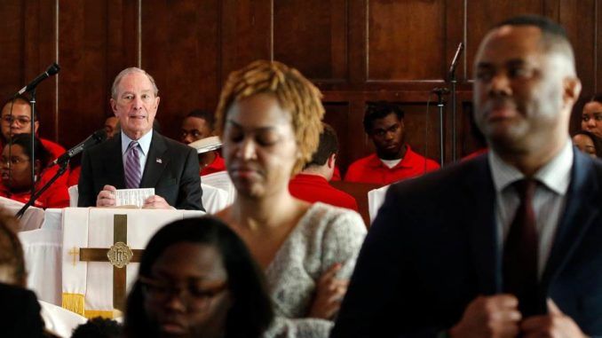 Attendees turn their backs on Michael Bloomberg during visit to black church in Alabama
