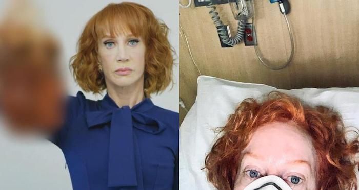 Despite looking like death warmed up and being checked into an isolation ward at a major hospital with "unbearably painful" symptoms, comedienne Kathy Griffin is still unable to stop shooting her mouth off about President Donald Trump.