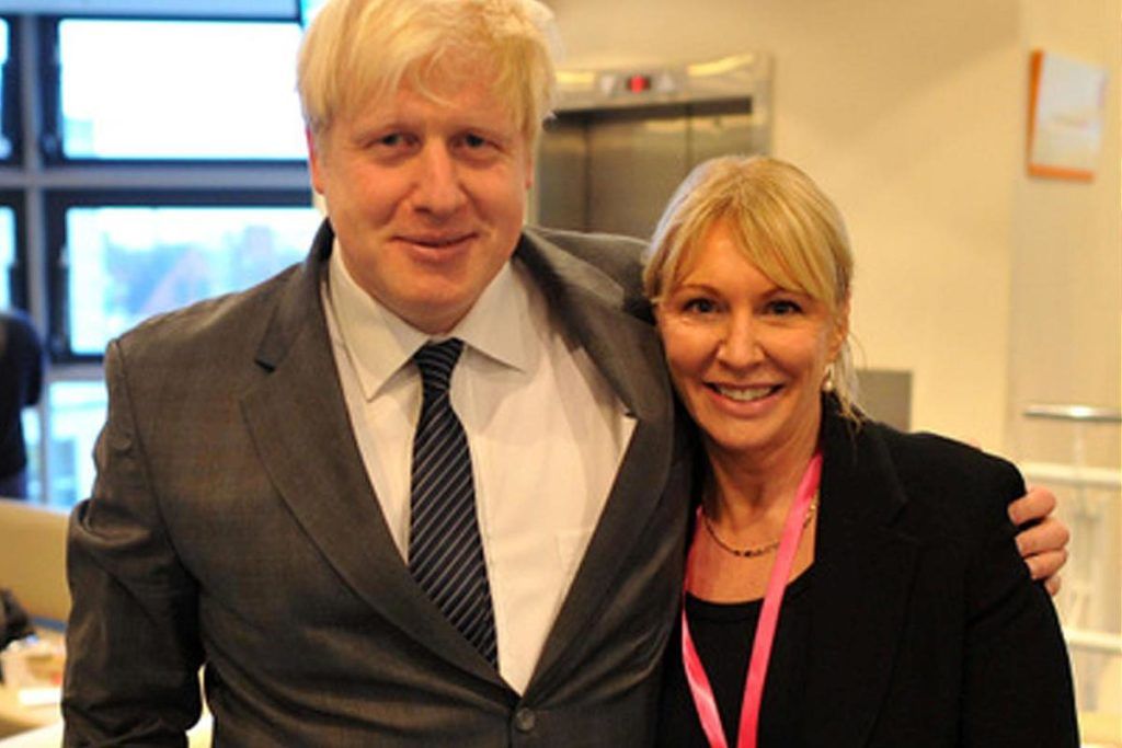 British Prime Minister Boris Johnson with Health Minister Nadine Dorries.