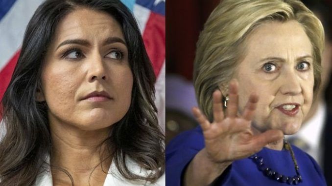 Rep. Tulsi Gabbard must be a "Russian asset" because she is anti-war and anti-regime change, according to the twisted logic of Hillary Clinton's lawyers.