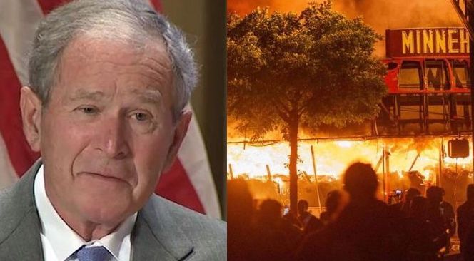 Former President George W. Bush has praised the "protesters" who he says are marching for "a better future" and "lasting peace" while hundreds of cities across the country are engulfed in chaos and organized destruction.
