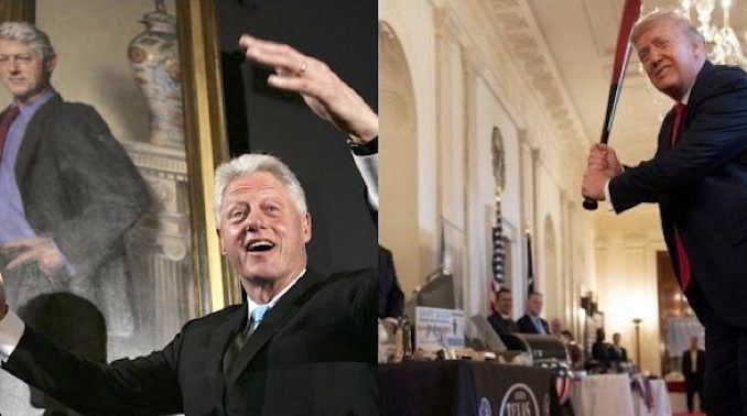 The White House has suddenly moved former President Bill Clinton's official portrait from its prominent position in the entrance hall and placed it in a "storage room" used to store "unused tablecloths and furniture."