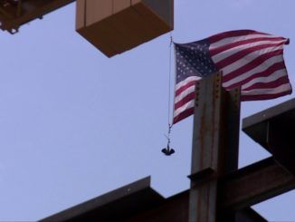 An American flag was removed from a construction site in Richmond, Virginia, on Friday after state officials intervened because they claimed it could become a "target" for protestors.