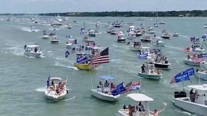 Patriots and supporters of President Trump held a boat parade in Clearwater, Florida in support of the president on the weekend, with spectators saying the procession of boats was "miles long."
