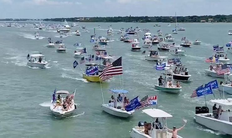 Patriots and supporters of President Trump held a boat parade in Clearwater, Florida in support of the president on the weekend, with spectators saying the procession of boats was "miles long."
