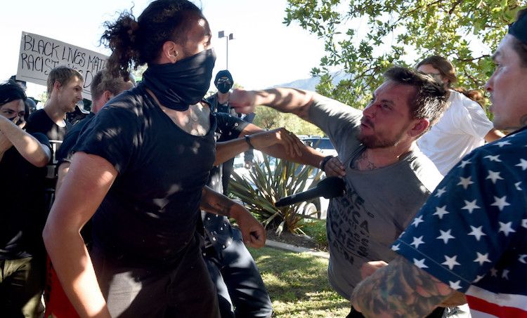 While Antifa and BLM continue to wage a campaign of terror in major American cities, patriotic attendees at a Latinos For Trump rally in Tujunga, California dealt with the far-left anarchists as soon as they showed their face at the rally and threatened to cause a scene.