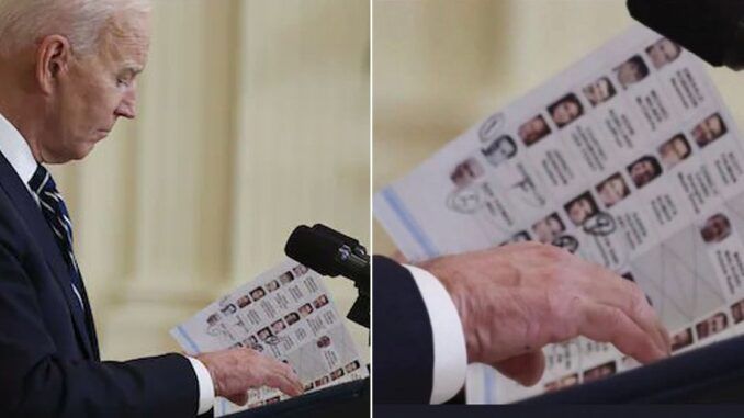 Joe Biden's cheat sheet contained names and photos of friendly reporters during presser