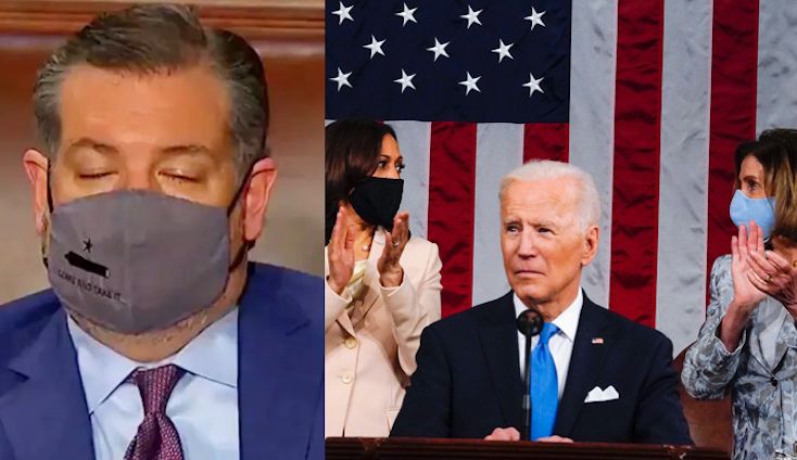 Ted Cruz falls asleep during Biden's boring speech to Congress