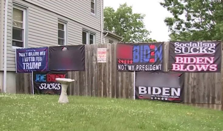 Trump-supporter fined 500 dollars per day for erecting ant-Biden signs outside his home