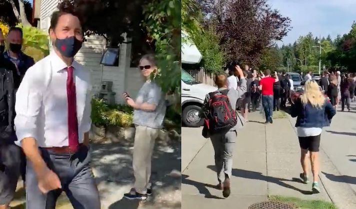 Angry Canadians literally chase PM Justin Trudeau out of town