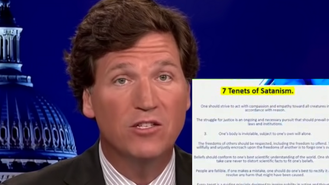 Tucker Carlson releases US army doc that likens vax mandates to the 7 tenets of satanism
