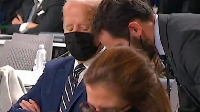 Joe Biden appears to fall asleep during climate change summit