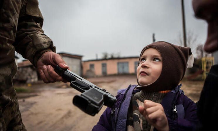Ukrainian soldiers using women and children as human shields