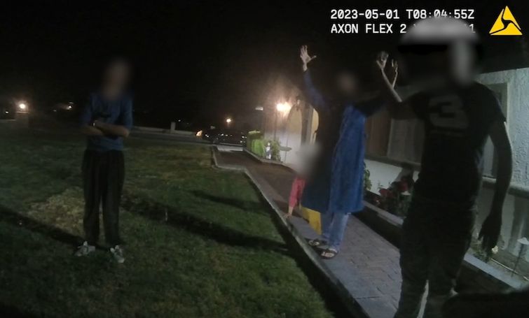 Police dashcam records 10 foot alien in Las Vegas backyard