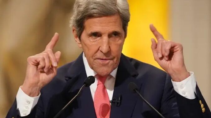 John Kerry takes private jet to Scotland to demand the arrest of all climate deniers in the UK