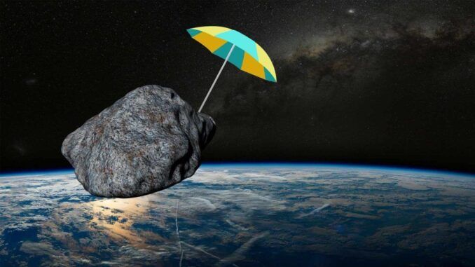 asteroid with umbrella