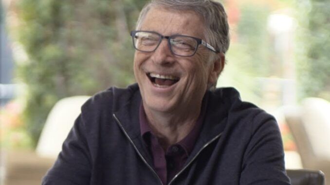 Gates laughs at idea he wants to depopulate the world.