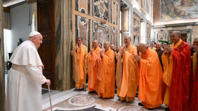 pope and buddhist monks